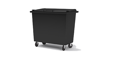 Illustration av ett svart 660 liters avfallskärl