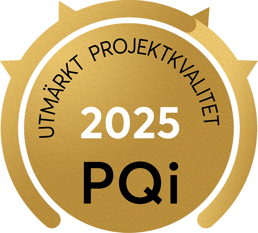 Emblem. Utmärkt projektkvalitet PQi 2025.